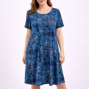 LuLaRoe Carly Short Sleeve Hi-Low Hem Dress Blue XS